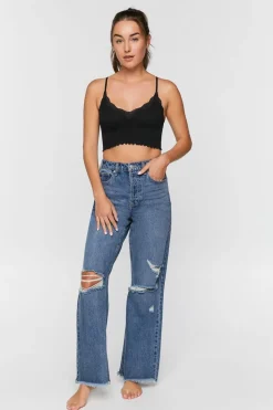 Seamless Lace-Trim Bralette