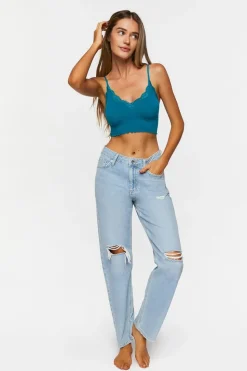 Seamless Lace-Trim Bralette