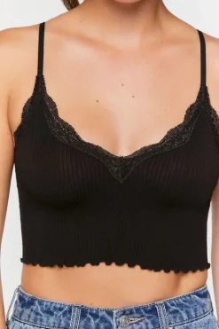 Seamless Lace-Trim Bralette