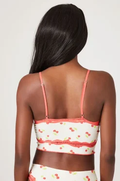 Seamless Lace-Trim Cherry Bralette
