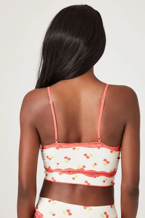 Seamless Lace-Trim Cherry Bralette