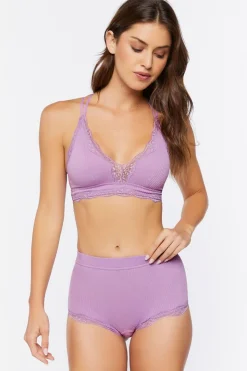 Seamless Lace-Trim Shortie Panties