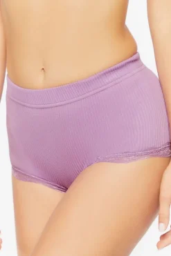 Seamless Lace-Trim Shortie Panties