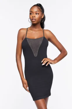 Seamless Mesh-Panel Mini Dress