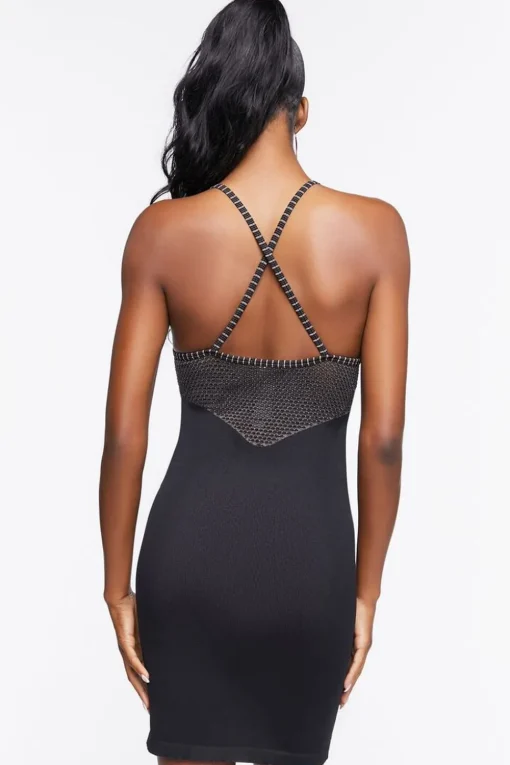 Seamless Mesh-Panel Mini Dress