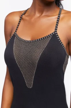 Seamless Mesh-Panel Mini Dress