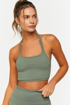 Seamless Ribbed Strappy Sports Bra