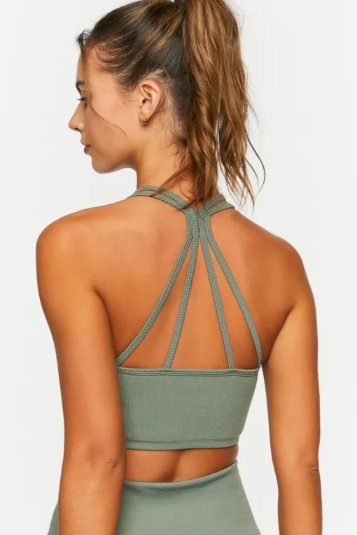 Seamless Ribbed Strappy Sports Bra