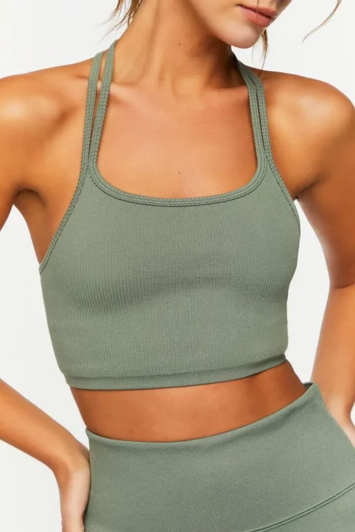 Seamless Ribbed Strappy Sports Bra