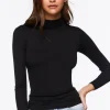 Seamless Ribbed Turtleneck Top