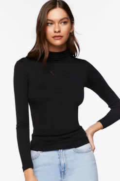 Seamless Ribbed Turtleneck Top