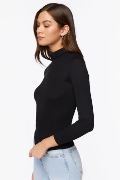 Seamless Ribbed Turtleneck Top