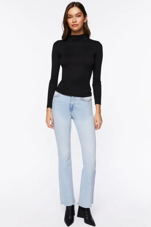 Seamless Ribbed Turtleneck Top