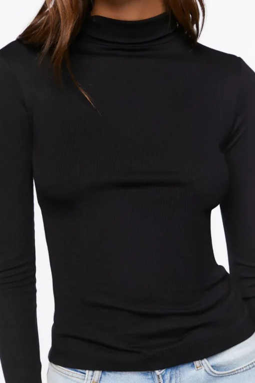Seamless Ribbed Turtleneck Top
