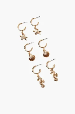 Seashell Charm Hoop Earring Set