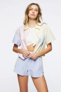 Seersucker Colorblock Striped Shirt