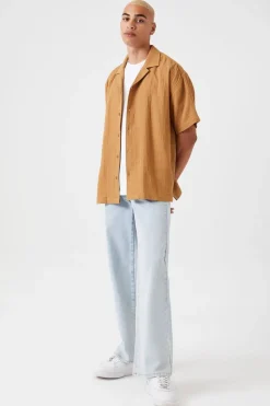 Seersucker Drop-Sleeve Shirt