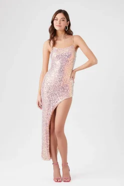 Sequin Asymmetrical Maxi Dress