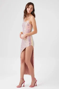 Sequin Asymmetrical Maxi Dress