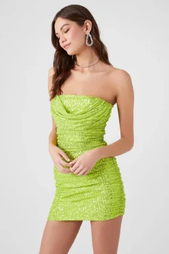 Sequin Cowl Tube Mini Dress