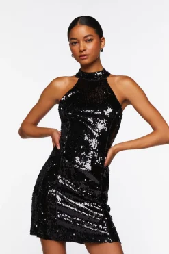 Sequin Halter Mini Dress