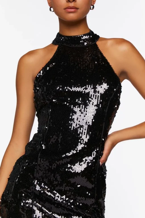 Sequin Halter Mini Dress