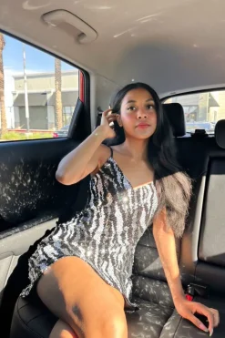 Sequin Zebra Cami Mini Dress