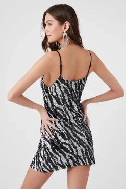 Sequin Zebra Cami Mini Dress