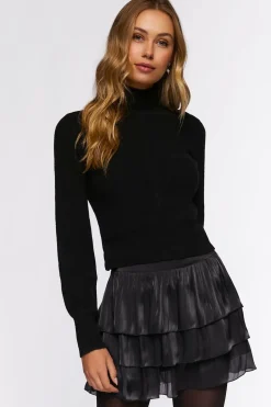 Sheeny Tiered Mini Skirt