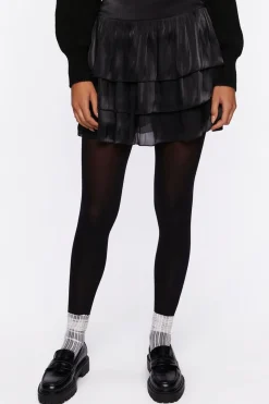 Sheeny Tiered Mini Skirt