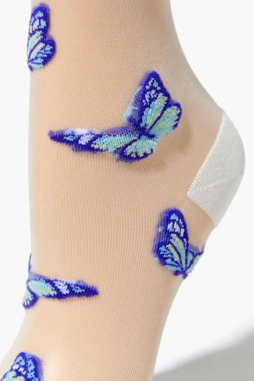 Sheer Butterfly Crew Socks