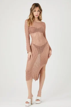 Sheer Crochet Midi Dress