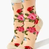 Sheer Floral Crew Socks