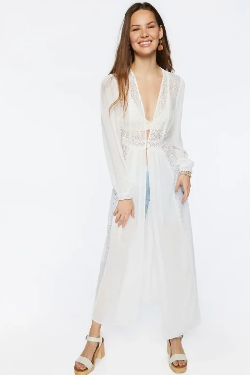 Sheer Lace Duster Jacket