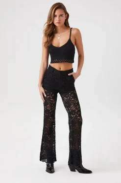 Sheer Lace Flare Pants