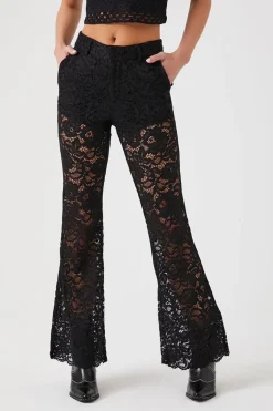 Sheer Lace Flare Pants
