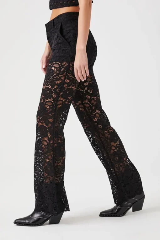 Sheer Lace Flare Pants