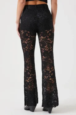 Sheer Lace Flare Pants