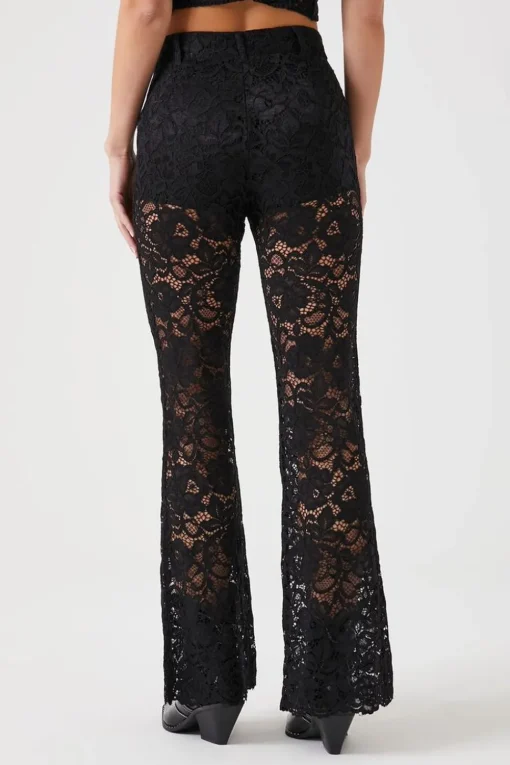 Sheer Lace Flare Pants