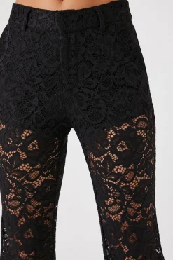 Sheer Lace Flare Pants