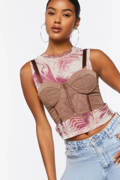 Sheer Mesh Corset Crop Top