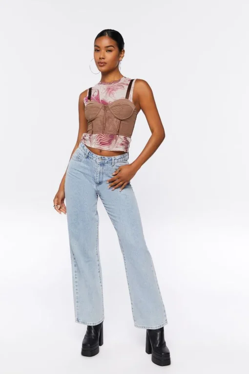 Sheer Mesh Corset Crop Top