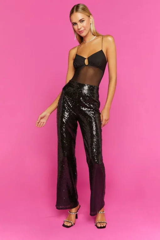 Sheer Mesh Cutout Bodysuit
