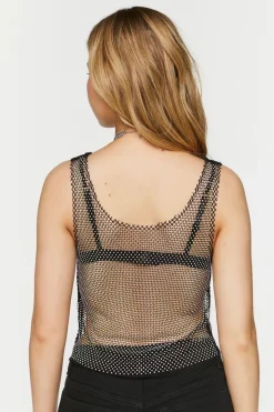 Sheer Rhinestone Netted Tank Top