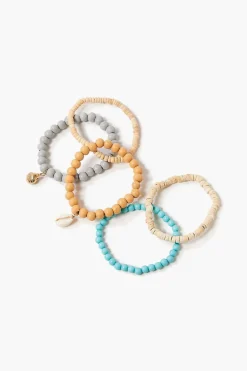 Shell Charm Stretch Bracelet Set