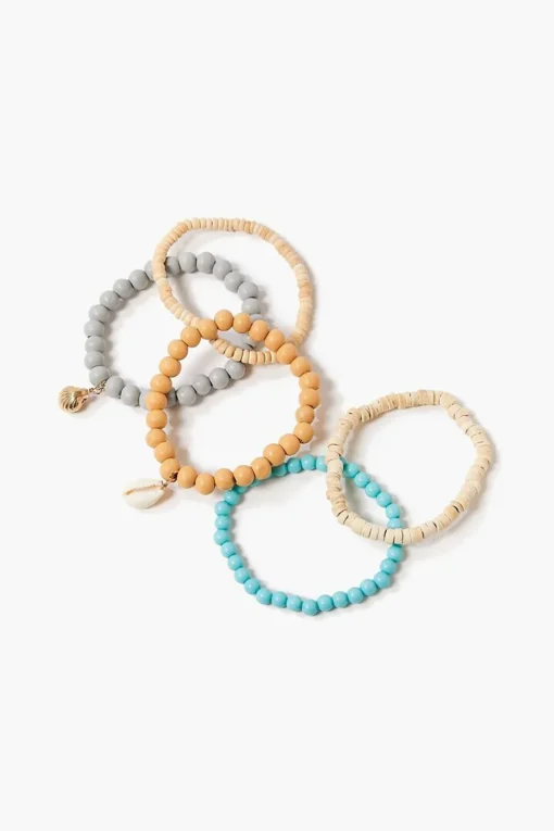 Shell Charm Stretch Bracelet Set