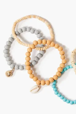 Shell Charm Stretch Bracelet Set