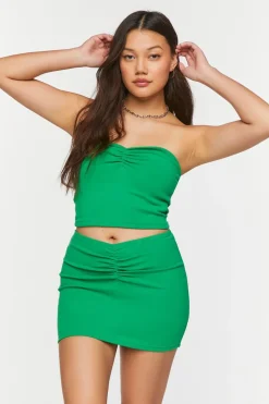 Shirred Bodycon Mini Skirt
