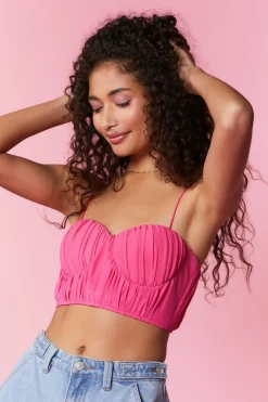 Shirred Cropped Bustier Cami