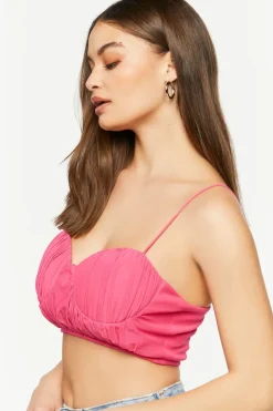 Shirred Cropped Bustier Cami